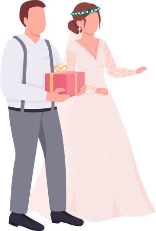 Newlyweds with gifts Illustration