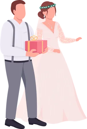 Newlyweds with gifts  Illustration