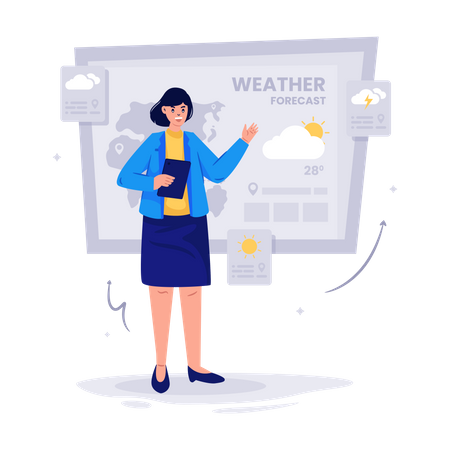 News Anchor giving Weather Forecast Illustration