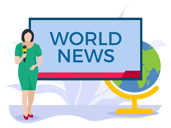 News anchor presenting world news  Illustration