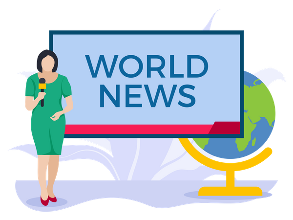 News anchor presenting world news Illustration