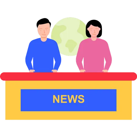 News Anchors Are Giving News On The Channel Illustration