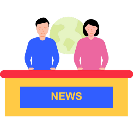 News anchors giving news on channel  Illustration