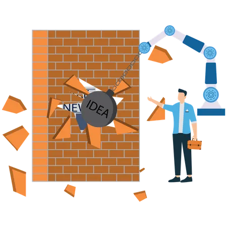 News Breakthrough the wall  Illustration
