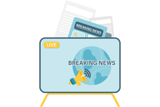 News broadcast on television  Illustration