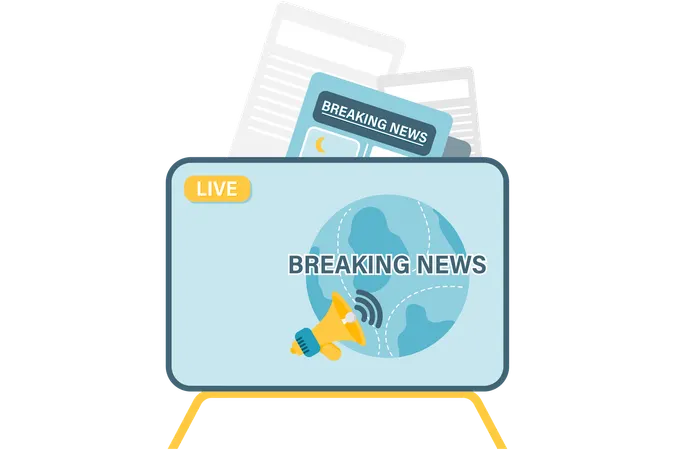 News broadcast on television  Illustration