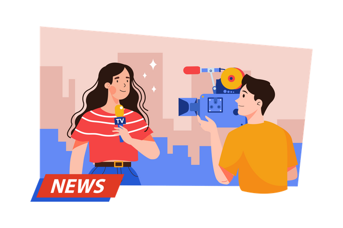 News broadcasting  Illustration