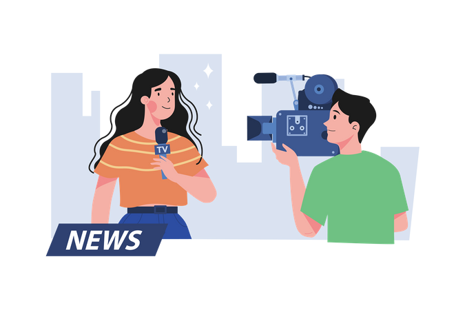 News broadcasting  Illustration