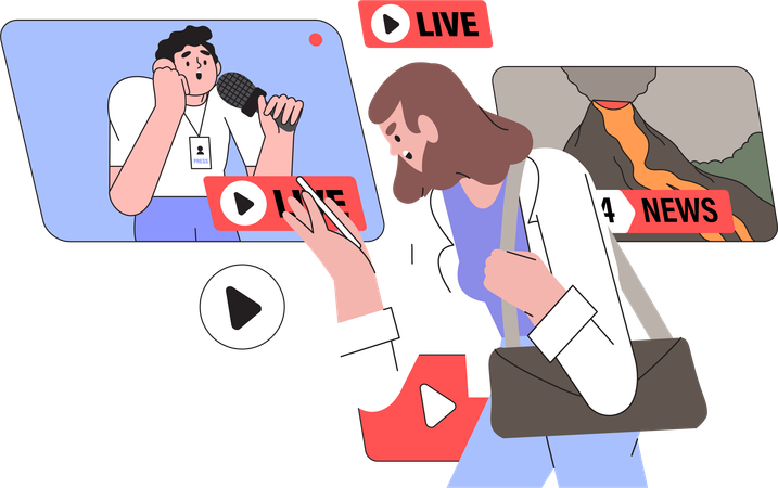 News channels share  hot news  イラスト