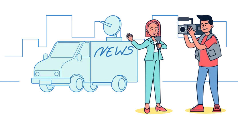 News reporter at location  Illustration