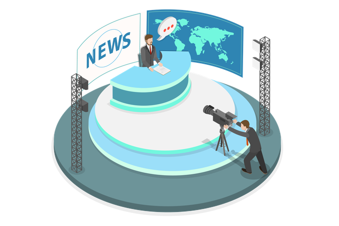 News reporter casting news  Illustration