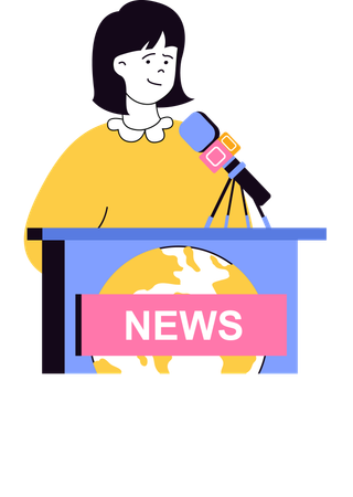 News reporter telling news  Illustration