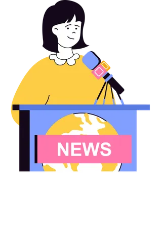 News reporter telling news  Illustration