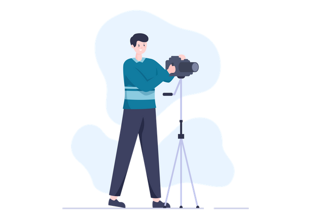 News Reporter with camera Illustration