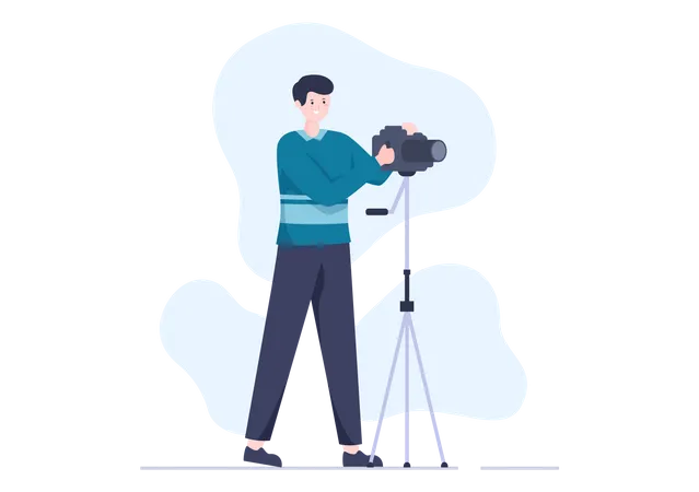 News Reporter with camera  Illustration