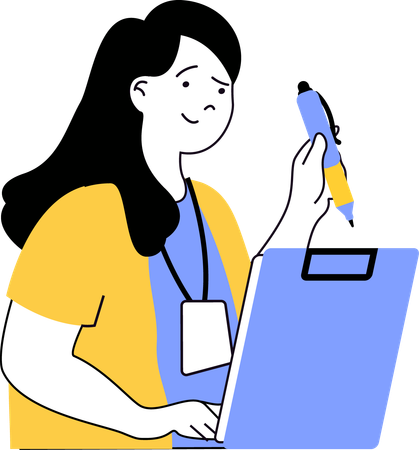 News reporter writing article  Illustration