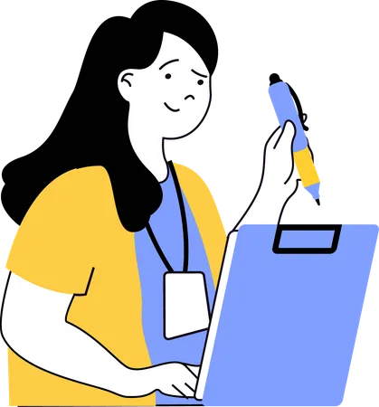 News reporter writing article  Illustration