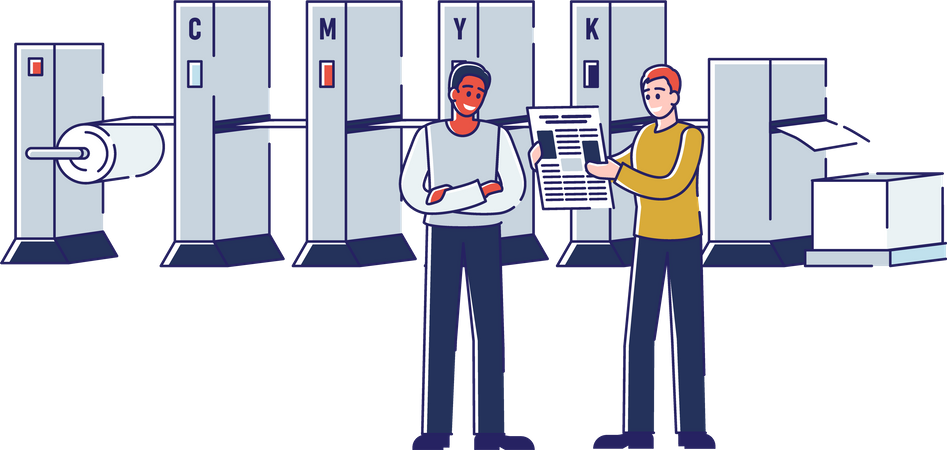 Newspaper Production factory  일러스트레이션