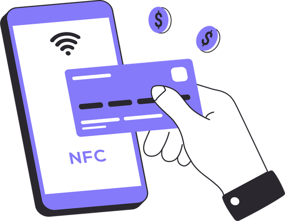 NFC-Technologie für drahtloses Bezahlen  Illustration