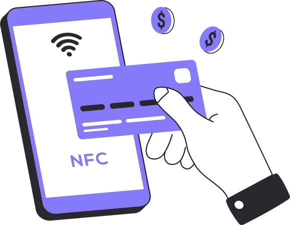 NFC-Technologie für drahtloses Bezahlen  Illustration