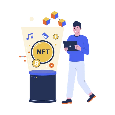 NFT Concept Illustration Blockchain Vector Flat Design Illustration Illustration