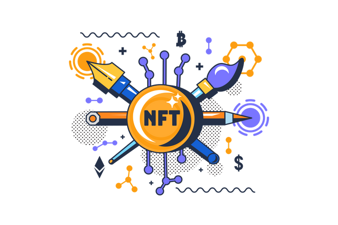 NFT art blockchain Illustration