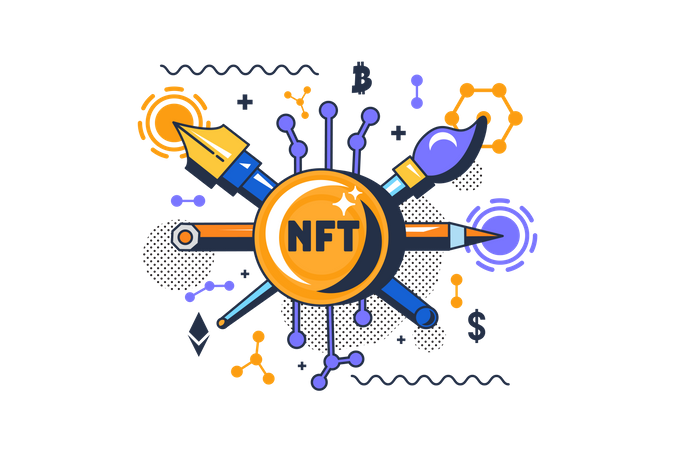 NFT art blockchain  Illustration