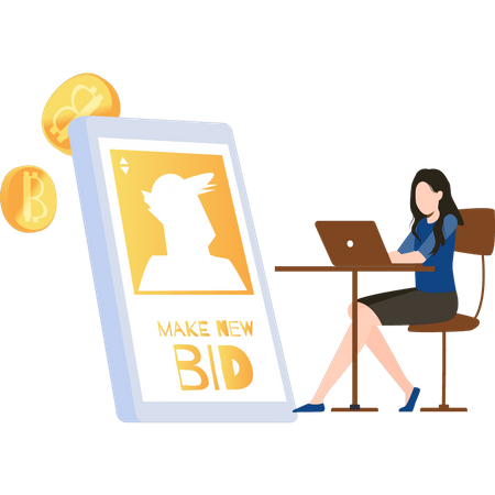 NFT bidding online  Illustration