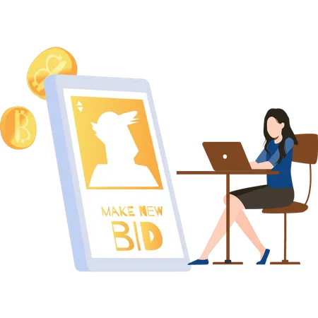 NFT bidding online  Illustration