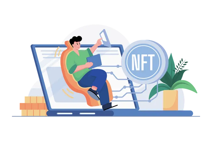 NFT Blockchain  Illustration