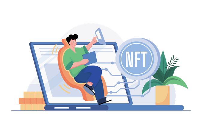 NFT Blockchain  일러스트레이션