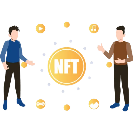 The Boys Are Discussing NFT Products Illustration