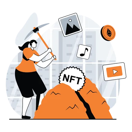 Minería nft  Ilustración