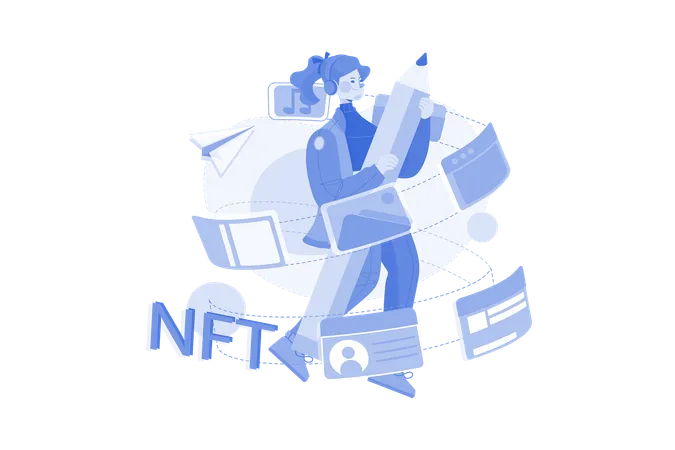NFT Artist Illustration Concept On White Background Illustration