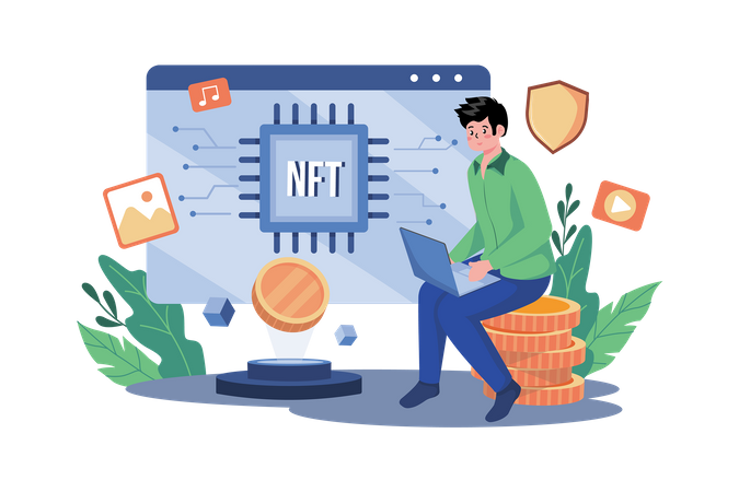 NFT Non Fungible Token  Illustration