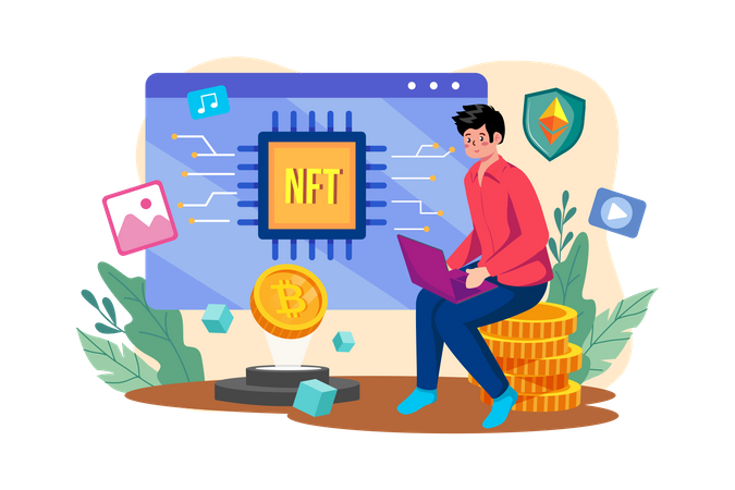 NFT Non Fungible Token  Illustration