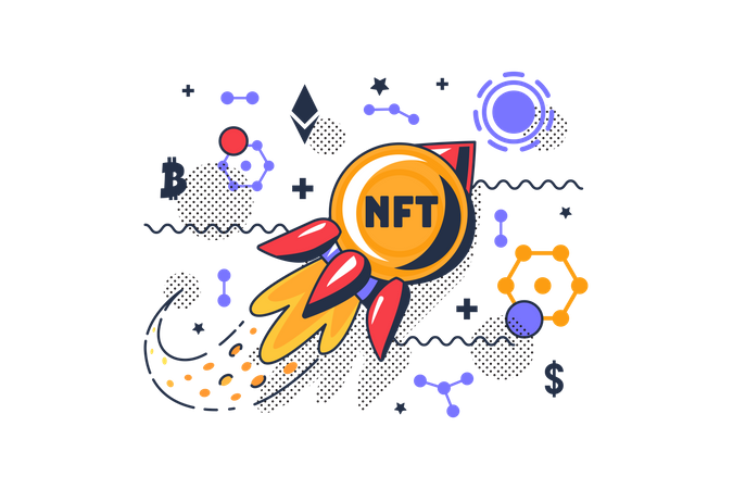NFT startup project launch Illustration