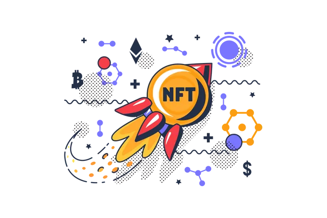 NFT startup project launch Illustration