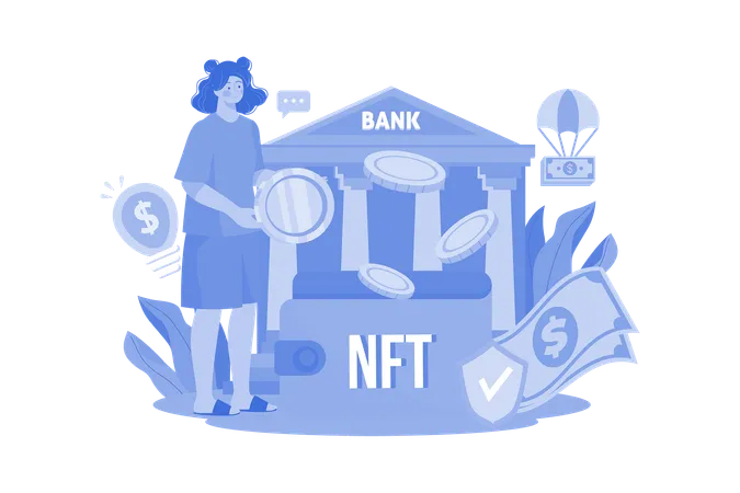 NFT Wallet Illustration Concept A Flat Illustration Isolated On White Background Illustration