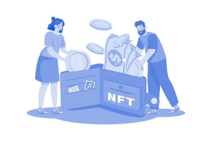NFT Wallet Illustration Concept On A White Background Illustration