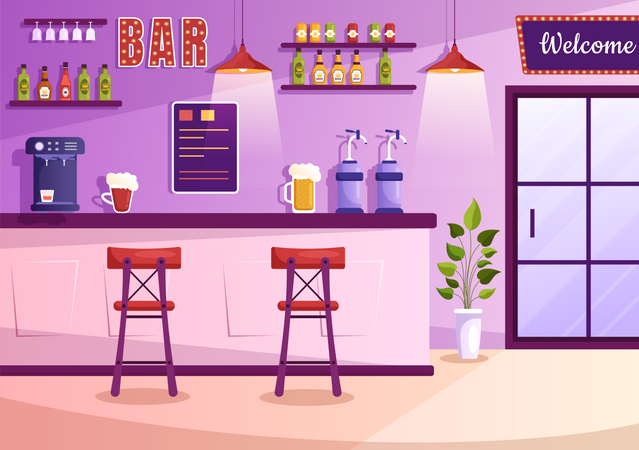 Night Beer Bar Illustration