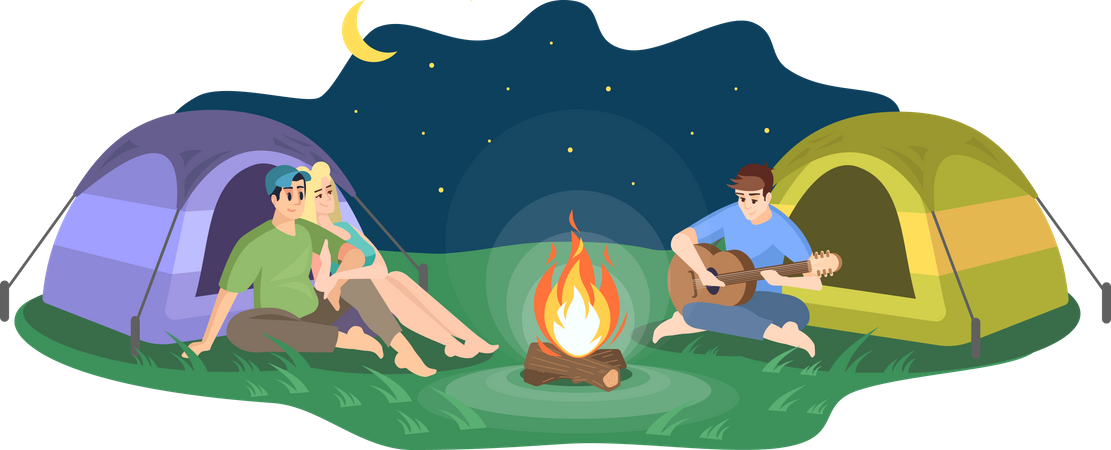 Night camping Illustration