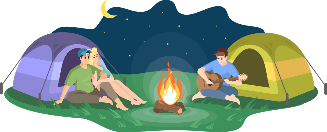 Night camping  Illustration