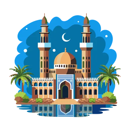 Night Mosque  Illustration