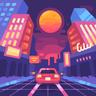 illustrations for synthwave