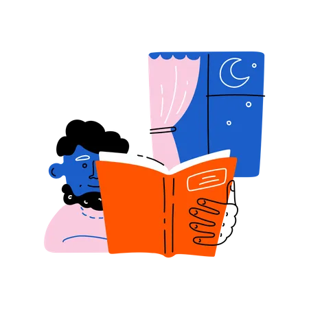 Night reading  Illustration