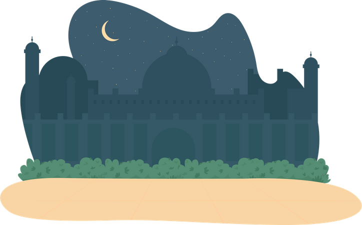 Night view from mosque  Illustration