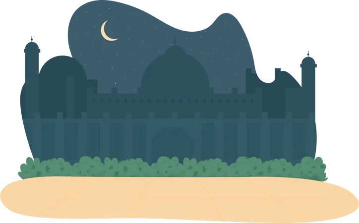 Night view from mosque Illustration