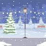 illustrations for night winter park with street light
