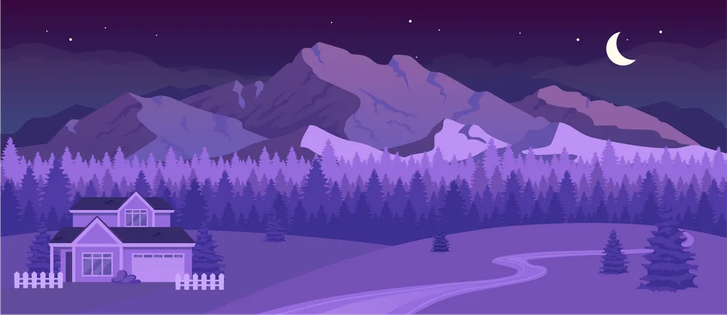 Nighttime mountains Illustration
